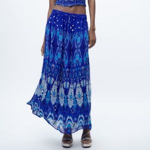 Zara printed midi skirt